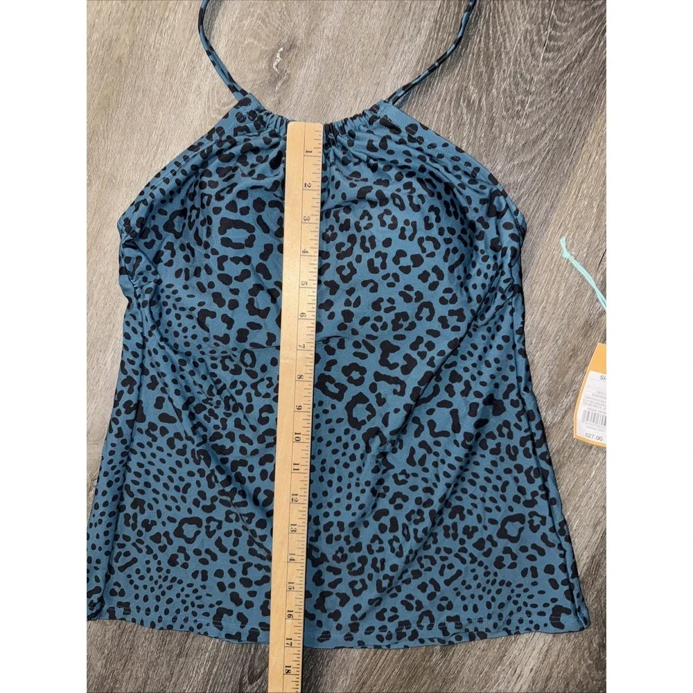 New women's size small 4-6 blue Green‎ leopard Animal Print tankini top